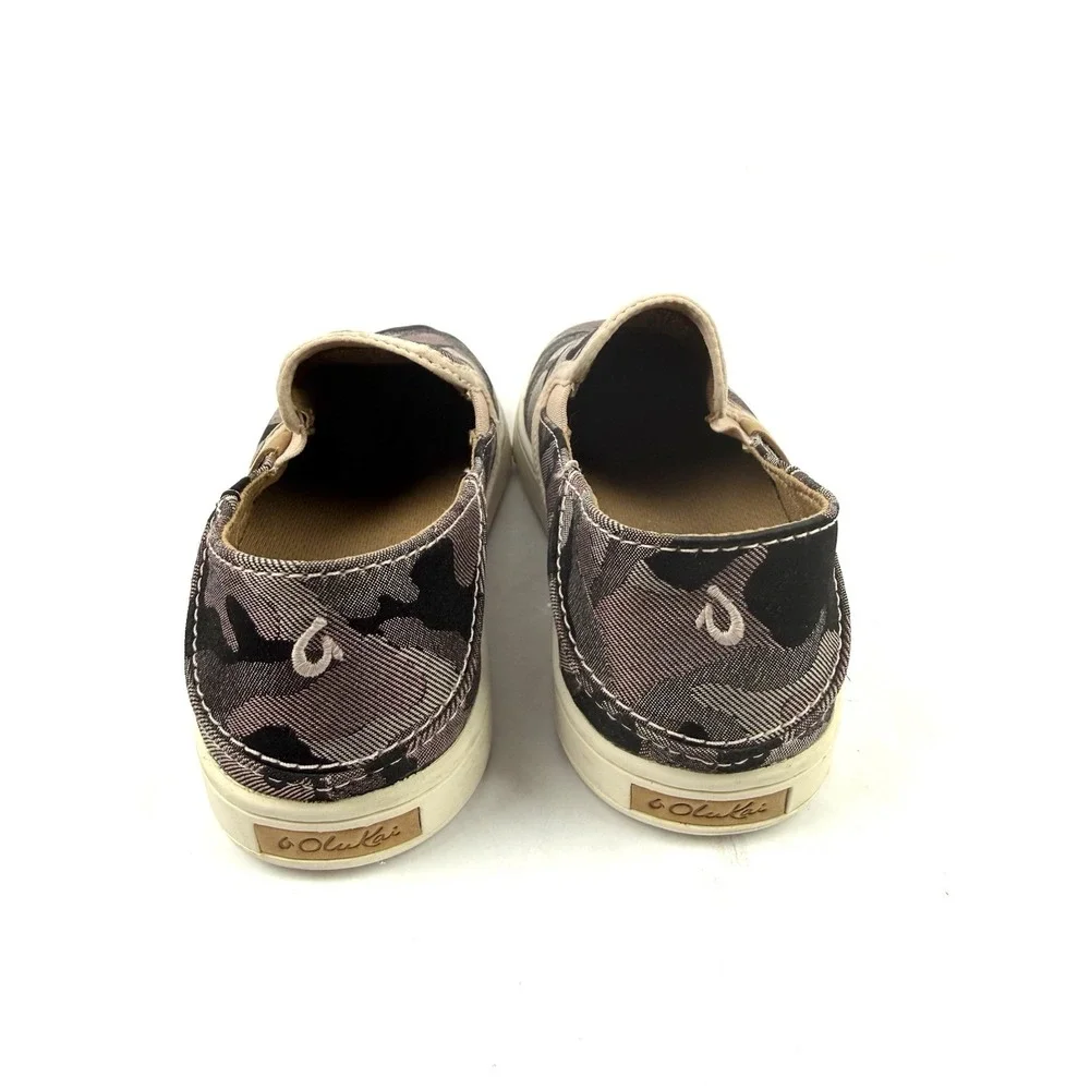 OluKai Pehuea PA'I Shoes 6 Camo Canvas Sift Pink Womens Loafer Slip On